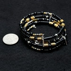 Sterling Silver & Vermeil Hematite & Onyx Bracelet